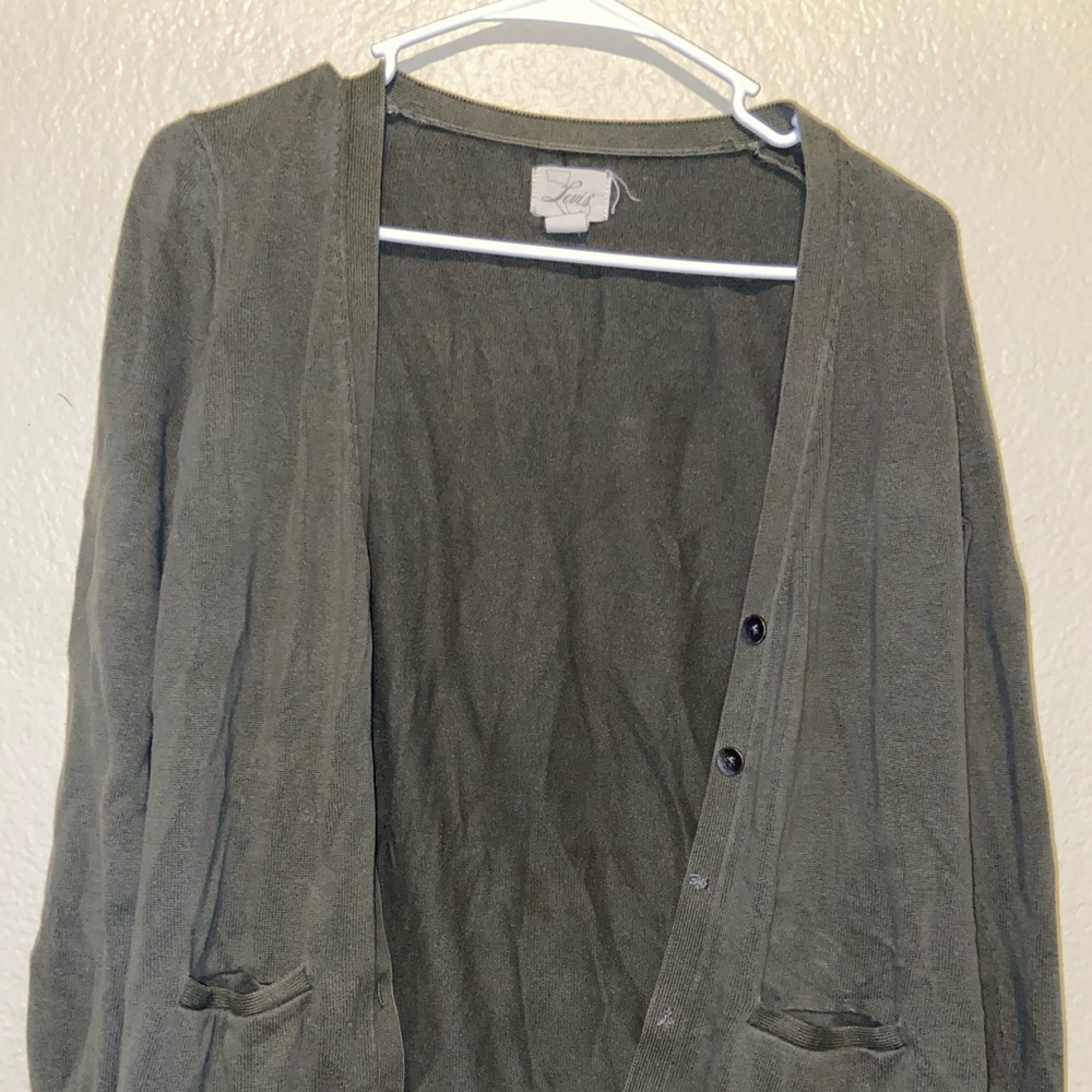 Army green cardigan